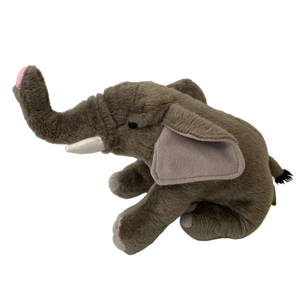 Wild Republic adult gray elephant plush tusks 12"‎